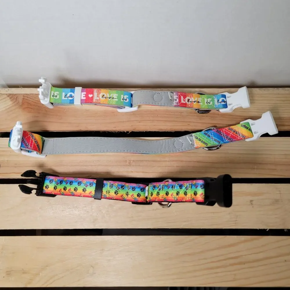 Set of 3 Pride Love Is Love Dog Collars - Size Small